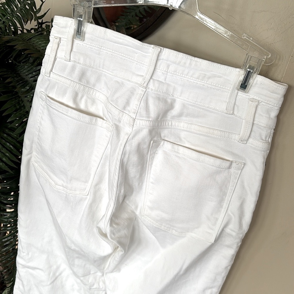 Frame Le Crop Mini Boot White Jeans Cotton Stretch Denim Casual Preppy - Picture 11 of 13